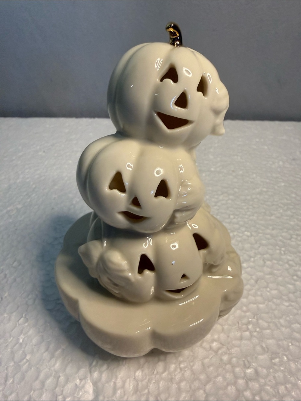 Lenox Vintage Stacked Jack-O'-Lantern Pumpkin Halloween Fall Accent Gold Stem